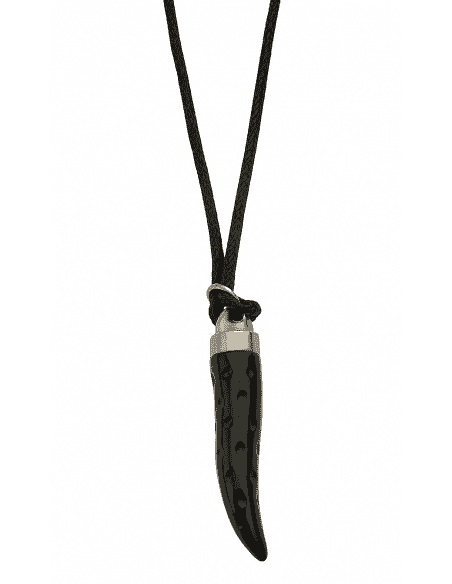 Collar para Hombre hilo negro colgante cuerno piedra negra