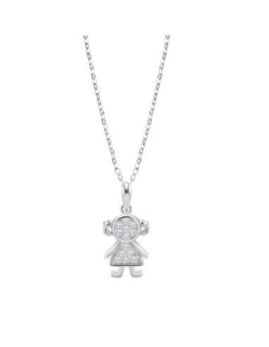 Collar para mujer de plata con forma de niña y circonitas Mother's Love - Lotus LP3758-1/1