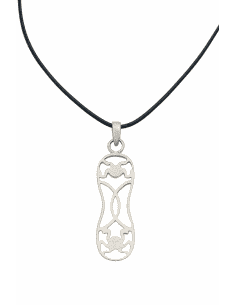 Collar para Mujer de Caucho Negro con Colgante Abstracto en Plata - Plata 925