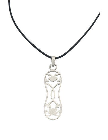 Collar para Mujer de Caucho Negro con Colgante Abstracto en Plata - Plata 925