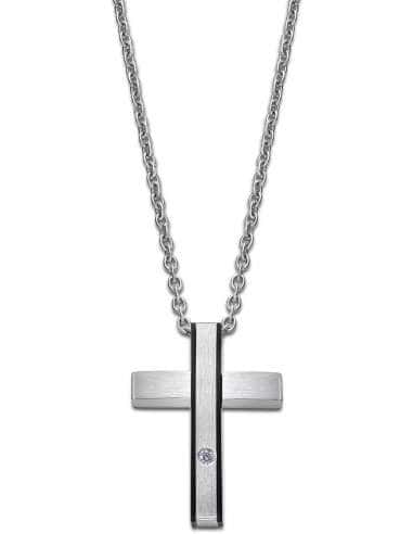 Collar para Hombre de Acero con Cruz  - Lotus LS2369/1/1