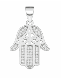 Colgante para mujer de plata Mano de Fátima con circonitas - Plata 925