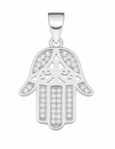 Colgante para mujer de plata Mano de Fátima con circonitas - Plata 925