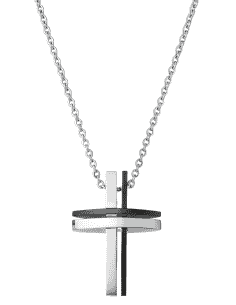 Collar para Hombre de Acero con Cruz - Lotus LS1984/1/1