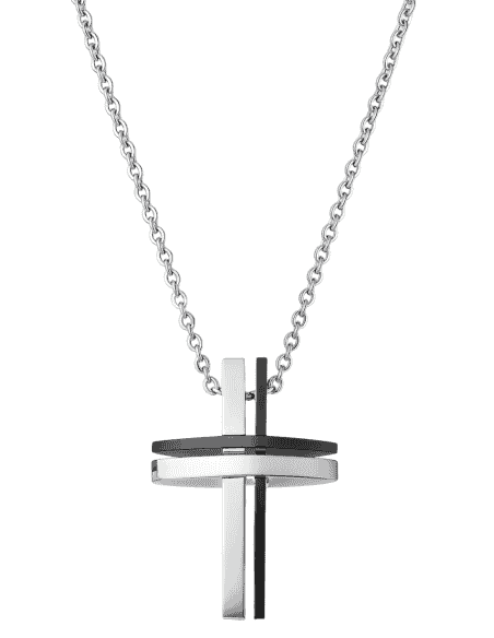 Collar para Hombre de Acero con Cruz - Lotus LS1984/1/1