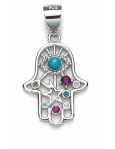 Colgante para mujer de plata mano de Fátima con circonitas - Plata 925