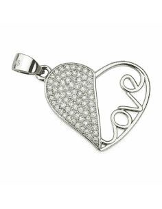 Colgante para Mujer de Plata Corazón "Love" con Circonitas - Plata 925