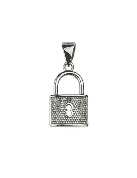 Colgante para Mujer de Plata con Forma de Candado y Circonitas - Plata 925