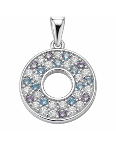 Colgante para Mujer de Plata Círculo con Circonitas Multicolor - Plata 925