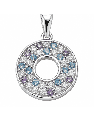 Colgante para Mujer de Plata Círculo con Circonitas Multicolor - Plata 925