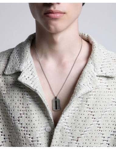 Collar para Hombre de Acero con colgante -...