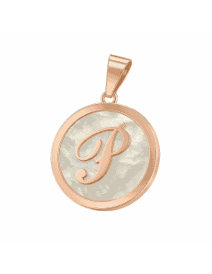 Colgante para Mujer Letra "P" en Plata Chapada en Oro Rosa con Nácar Blanco - Plata 925