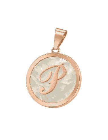 Colgante para Mujer Letra "P" en Plata Chapada en Oro Rosa con Nácar Blanco - Plata 925