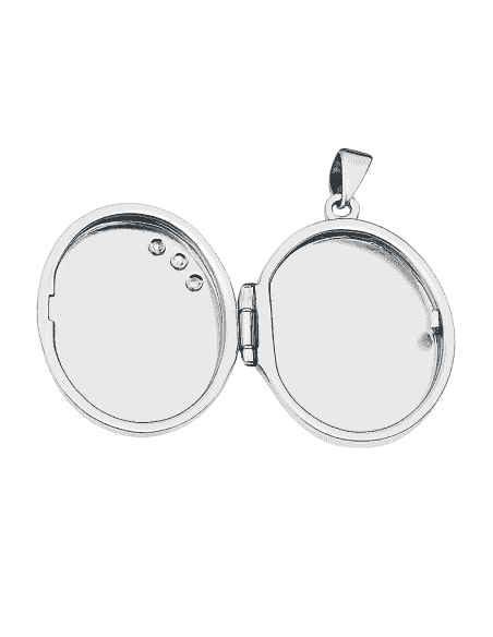 Colgante Guardapelo Ovalado con Circonitas ( Dije Secreto para Fotos) - Plata de ley