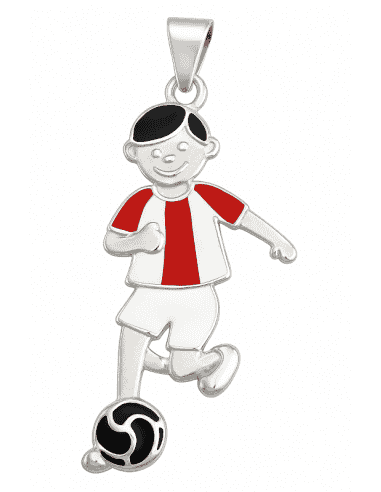 Colgante para Hombre de Plata Jugador de Fútbol Articulado Esmaltado - Plata 925