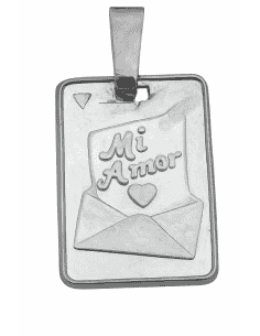 Colgante para Mujer de Plata Rectangular "Mi Amor" Acabado Mate - Plata 925