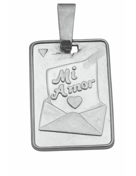 Colgante para Mujer de Plata Rectangular "Mi Amor" Acabado Mate - Plata 925