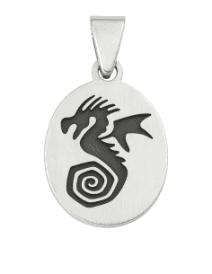 Colgante para Hombre de Plata de Ley con Diseño de Dragón Tribal Grabado - Plata 925