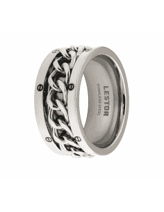 Anillo para Hombre de Acero con cadena - Lestor R10193/SSO17