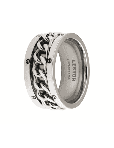 Anillo para Hombre de Acero con cadena - Lestor R10193/SSO17