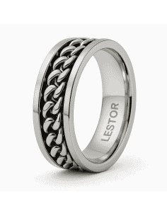 Anillo para Hombre de Acero con Cadena - Lestor R10194/SSO11