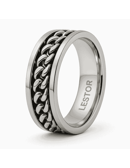 Anillo para Hombre de Acero con Cadena - Lestor R10194/SSO11