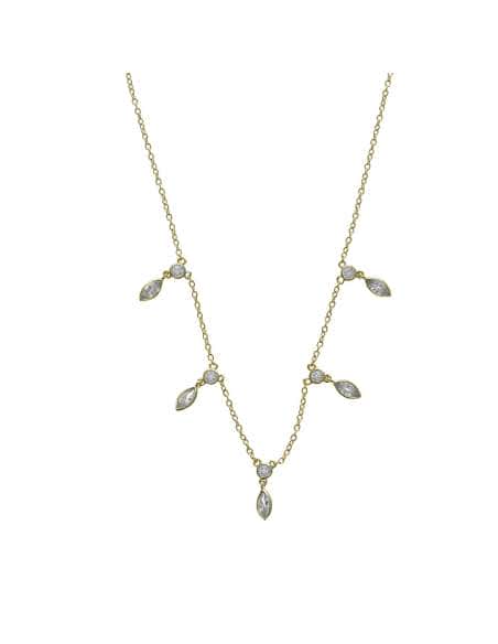 Collar para Mujer de Plata Dorada con Circonitas Blancas – Salvatore 213C0052