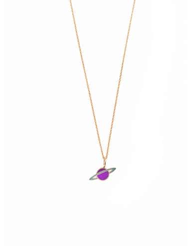 Collar “Hasta Saturno y volver” plata bañada en oro y esmalte - Salvatore 213CH147