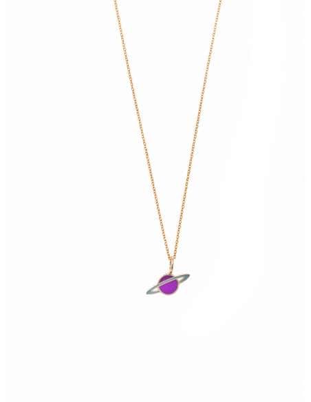 Collar “Hasta Saturno y volver” plata bañada en oro y esmalte - Salvatore 213CH147