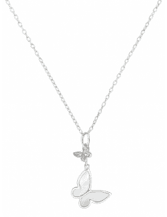 Collar para Mujer de Plata de ley en Forma de Mariposa con Circonitas y Nácar - Plata 925