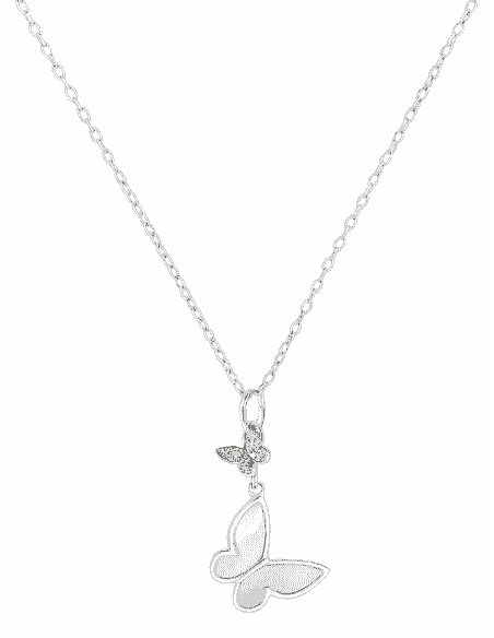Collar para Mujer de Plata de ley en Forma de Mariposa con Circonitas y Nácar - Plata 925
