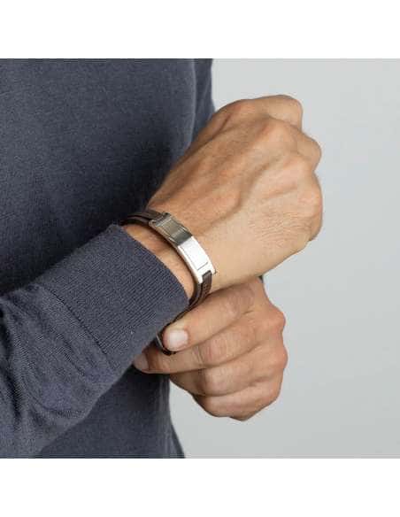 Pulsera para Hombre de Acero y Cuero Marrón - Lotus LS1808-2/1