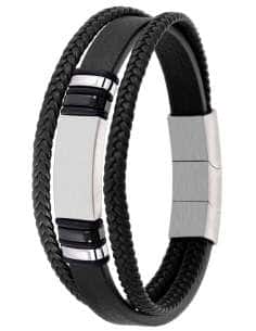 Pulsera para Hombre Triple de piel trenzada y Acero - Marea D00103/262