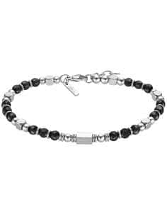 Pulsera para Hombre con Bolas Plateadas y Negras de Acero...