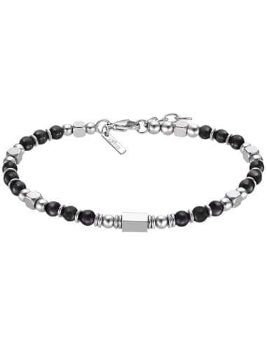 Pulsera para Hombre con Bolas Plateadas y...