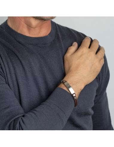 Pulsera para Hombre de Piel marrón y Acero -...