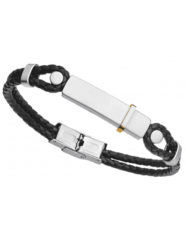 Pulsera para Hombre de Acero y Cuero marrón -...