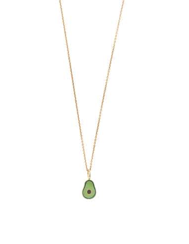 Collar “Me muero por tu hueso” Salvatore, plata bañada en oro con colgante aguacate esmaltado - Salvatore  213CH143