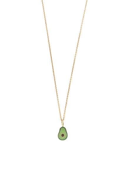 Collar “Me muero por tu hueso” Salvatore, plata bañada en oro con colgante aguacate esmaltado - Salvatore  213CH143