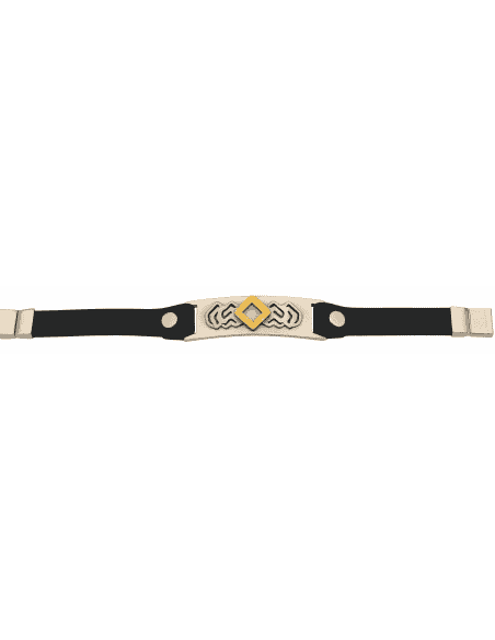 Pulsera para Hombre Acero y Caucho Negro - Grabado Tribal en Relieve Bicolor