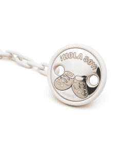 Pinza Infantil Chupete - Zapatito 'HOLA SOY' Blanco - Eventi EV3373/01B