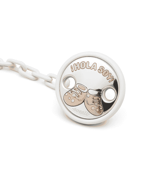 Pinza Infantil Chupete - Zapatito 'HOLA SOY' Blanco - Eventi EV3373/01B