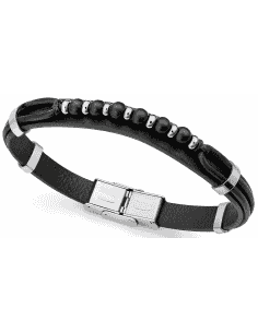 Pulsera para Hombre de Acero y Piel Negra - Viceroy 15169P01010