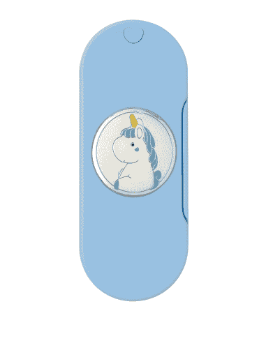 Cubiertos  Infantil 2 piezas Unicornio Celeste con estuche Portatil - Puro Argenti PU8563/C