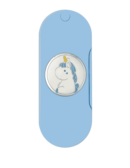 Cubiertos  Infantil 2 piezas Unicornio Celeste con estuche Portatil - Puro Argenti PU8563/C