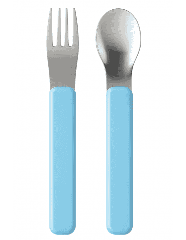 Cubiertos  Infantil 2 piezas Unicornio Celeste con estuche Portatil - Puro Argenti PU8563/C