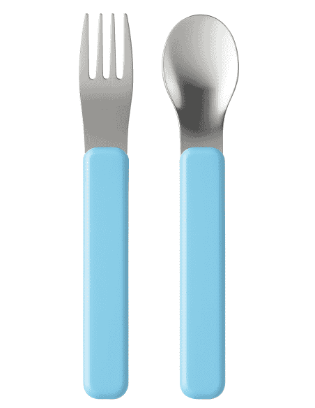 Cubiertos  Infantil 2 piezas Unicornio Celeste con estuche Portatil - Puro Argenti PU8563/C