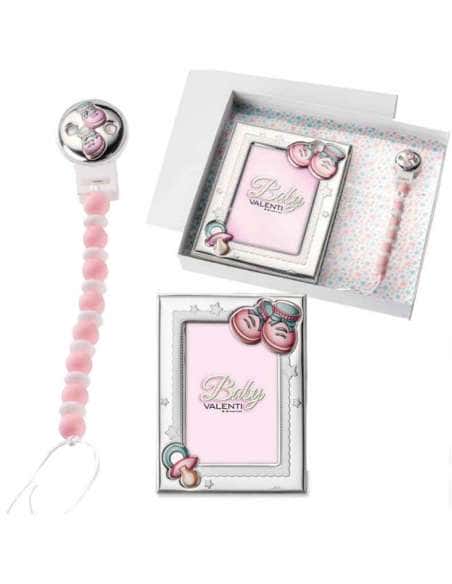 Set Infantil Pinza Mordedor Peucos y Marco de Fotos Chupete con Peucos Azul - Valenti 75096 C