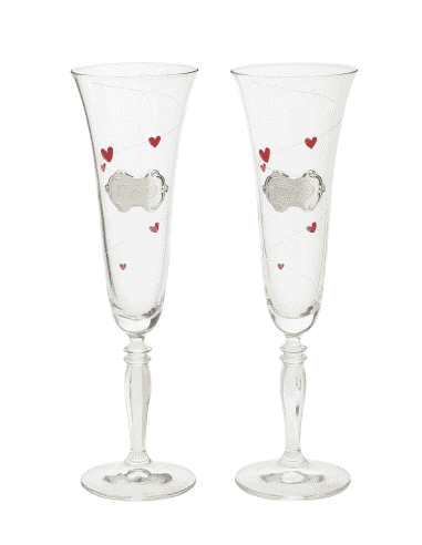 Copas para boda con Alianzas y Adorno de corazones rojos - Global Argenti GA3071A