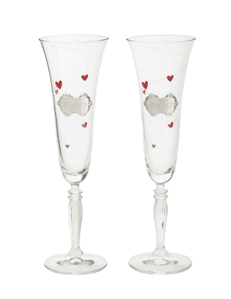 Copas para boda con Alianzas y Adorno de corazones rojos - Global Argenti GA3071A